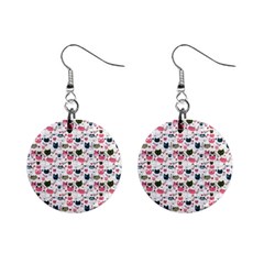 Adorable Seamless Cat Head Pattern01 Mini Button Earrings by TastefulDesigns