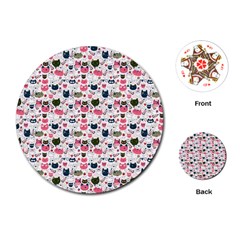 Adorable Seamless Cat Head Pattern01 Playing Cards Single Design (round)