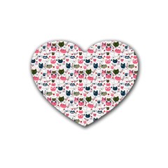 Adorable Seamless Cat Head Pattern01 Rubber Coaster (heart)  by TastefulDesigns