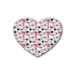 Adorable seamless cat head pattern01 Rubber Coaster (Heart)  Front