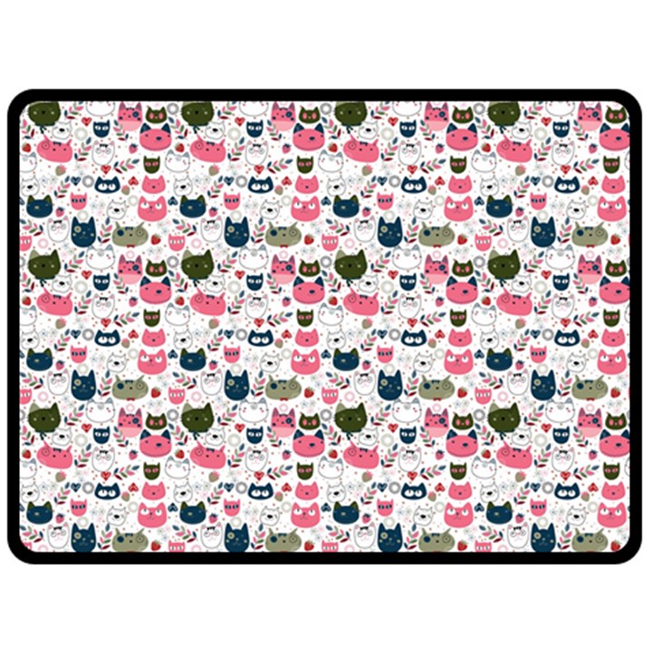 Adorable seamless cat head pattern01 Fleece Blanket (Large) 