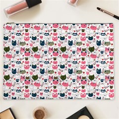 Adorable Seamless Cat Head Pattern01 Cosmetic Bag (xxl) by TastefulDesigns