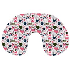 Adorable Seamless Cat Head Pattern01 Travel Neck Pillow by TastefulDesigns