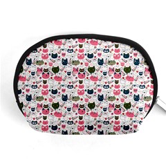 Adorable Seamless Cat Head Pattern01 Accessory Pouch (medium) by TastefulDesigns