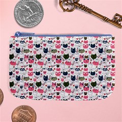 Adorable Seamless Cat Head Pattern01 Large Coin Purse by TastefulDesigns