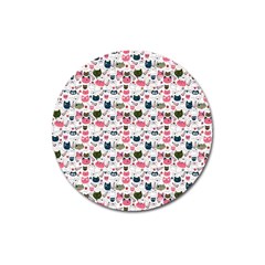 Adorable Seamless Cat Head Pattern01 Magnet 3  (round) by TastefulDesigns