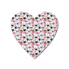 Adorable Seamless Cat Head Pattern01 Heart Magnet by TastefulDesigns