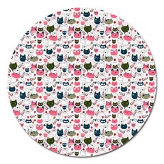 Adorable Seamless Cat Head Pattern01 Magnet 5  (round) by TastefulDesigns