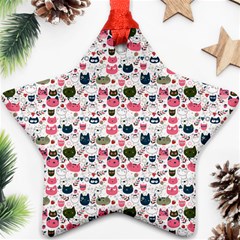 Adorable Seamless Cat Head Pattern01 Star Ornament (two Sides) by TastefulDesigns