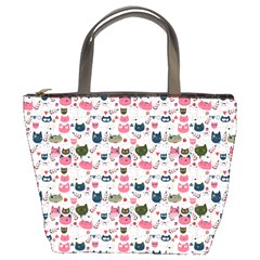 Adorable Seamless Cat Head Pattern01 Bucket Bag by TastefulDesigns