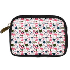 Adorable Seamless Cat Head Pattern01 Digital Camera Leather Case by TastefulDesigns