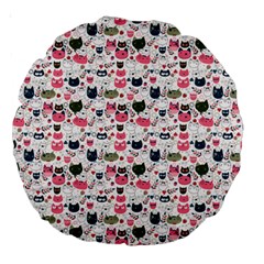 Adorable Seamless Cat Head Pattern01 Large 18  Premium Round Cushions by TastefulDesigns