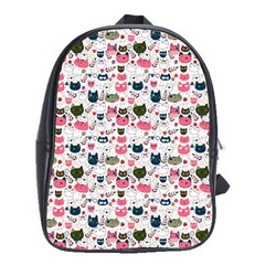 Adorable Seamless Cat Head Pattern01 School Bag (xl) by TastefulDesigns