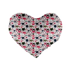 Adorable Seamless Cat Head Pattern01 Standard 16  Premium Heart Shape Cushions by TastefulDesigns