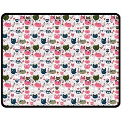 Adorable Seamless Cat Head Pattern01 Double Sided Fleece Blanket (medium)  by TastefulDesigns