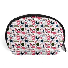 Adorable Seamless Cat Head Pattern01 Accessory Pouch (large) by TastefulDesigns