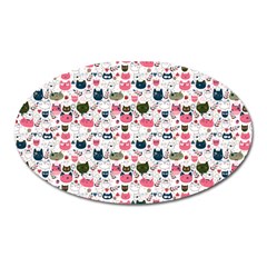 Adorable Seamless Cat Head Pattern01 Oval Magnet by TastefulDesigns