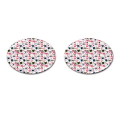 Adorable Seamless Cat Head Pattern01 Cufflinks (oval) by TastefulDesigns