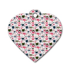 Adorable Seamless Cat Head Pattern01 Dog Tag Heart (one Side) by TastefulDesigns