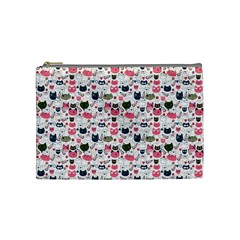 Adorable Seamless Cat Head Pattern01 Cosmetic Bag (medium) by TastefulDesigns