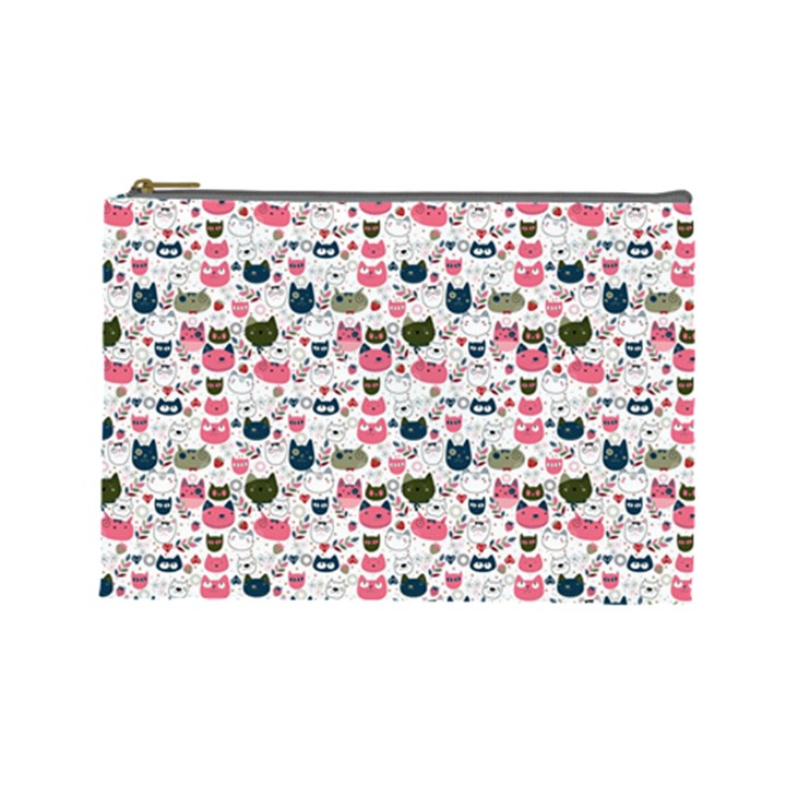 Adorable seamless cat head pattern01 Cosmetic Bag (Large)