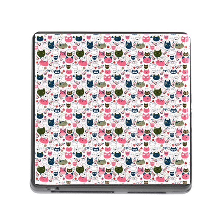 Adorable seamless cat head pattern01 Memory Card Reader (Square 5 Slot)