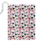 Adorable seamless cat head pattern01 Drawstring Pouch (5XL) Back