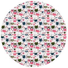 Adorable Seamless Cat Head Pattern01 Wooden Bottle Opener (round) by TastefulDesigns