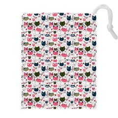 Adorable Seamless Cat Head Pattern01 Drawstring Pouch (4xl) by TastefulDesigns