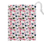 Adorable seamless cat head pattern01 Drawstring Pouch (4XL) Front