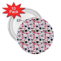 Adorable Seamless Cat Head Pattern01 2 25  Buttons (10 Pack)  by TastefulDesigns