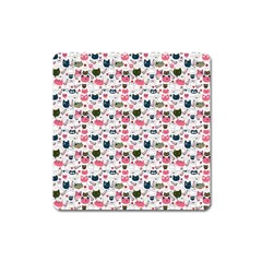 Adorable Seamless Cat Head Pattern01 Square Magnet by TastefulDesigns