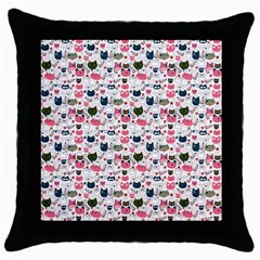 Adorable Seamless Cat Head Pattern01 Throw Pillow Case (black) by TastefulDesigns