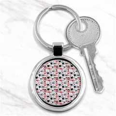 Adorable Seamless Cat Head Pattern01 Key Chain (round) by TastefulDesigns