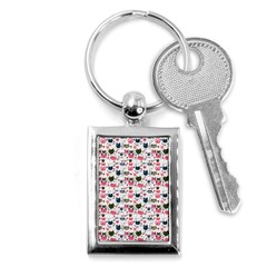 Adorable Seamless Cat Head Pattern01 Key Chain (rectangle) by TastefulDesigns