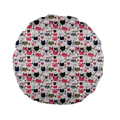 Adorable Seamless Cat Head Pattern01 Standard 15  Premium Round Cushions by TastefulDesigns