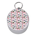 Adorable seamless cat head pattern01 Mini Silver Compasses Front