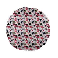 Adorable Seamless Cat Head Pattern01 Standard 15  Premium Flano Round Cushions by TastefulDesigns