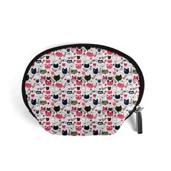 Adorable Seamless Cat Head Pattern01 Accessory Pouch (small) by TastefulDesigns