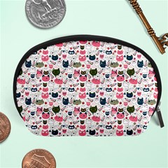 Adorable Seamless Cat Head Pattern01 Accessory Pouch (large) by TastefulDesigns