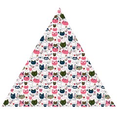 Adorable Seamless Cat Head Pattern01 Wooden Puzzle Triangle by TastefulDesigns