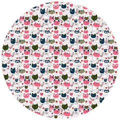 Adorable Seamless Cat Head Pattern01 Wooden Puzzle Round by TastefulDesigns