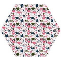 Adorable Seamless Cat Head Pattern01 Wooden Puzzle Hexagon by TastefulDesigns