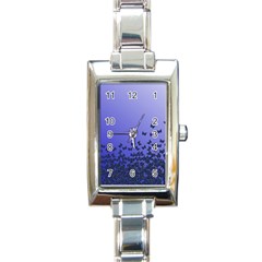 Gradient Butterflies Pattern, Flying Insects Theme Rectangle Italian Charm Watch by Casemiro