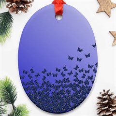 Gradient Butterflies Pattern, Flying Insects Theme Oval Ornament (two Sides) by Casemiro