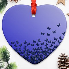 Gradient Butterflies Pattern, Flying Insects Theme Heart Ornament (two Sides) by Casemiro