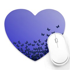 Gradient Butterflies Pattern, Flying Insects Theme Heart Mousepads by Casemiro