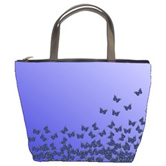 Gradient Butterflies Pattern, Flying Insects Theme Bucket Bag by Casemiro