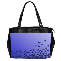 Gradient Butterflies Pattern, Flying Insects Theme Oversize Office Handbag (2 Sides) by Casemiro