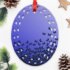 Gradient Butterflies Pattern, Flying Insects Theme Oval Filigree Ornament (two Sides) by Casemiro